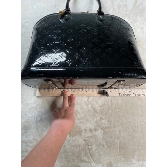 Louis Vuitton Black Patton Leather Vernis Alma GM Noir Magnetique Designer Bag - Picture 14 of 16